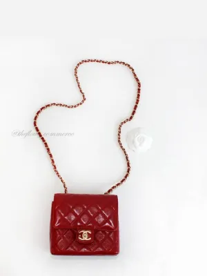 22fw CC logo flap mini bag burgundy chain bag vintage gold AS3648
