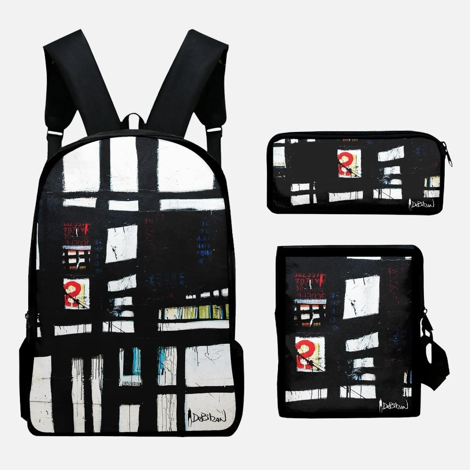 Abstract Oxford Bags Set 3pcs