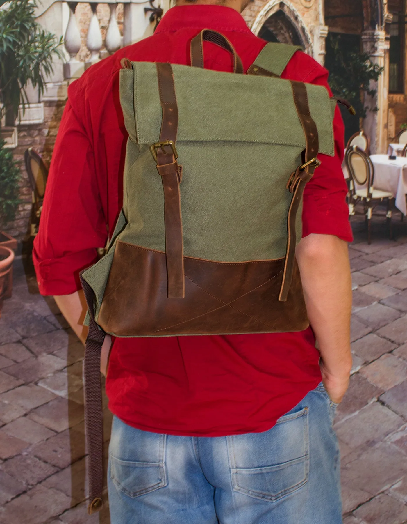 Fino SL-016 Canvas and Genuine Leather 13" Laptop Backpack