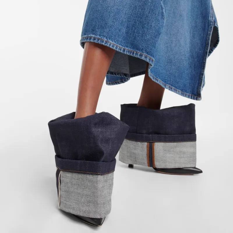 KUJEO Denim High Heel Ankle Boots