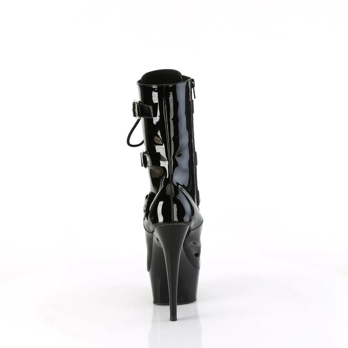 Lace-up Front Triple Buckle Ankle Boot with 6-inch Heel DELIGHT-1043