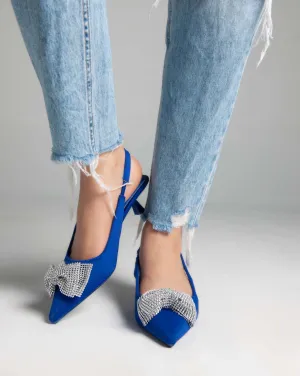 Low Heels Sling Back Pumps - Blue