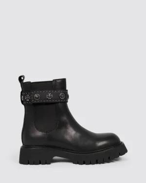 MEADOW ANKLE BOOTS BLACK/SILVER LEATHER