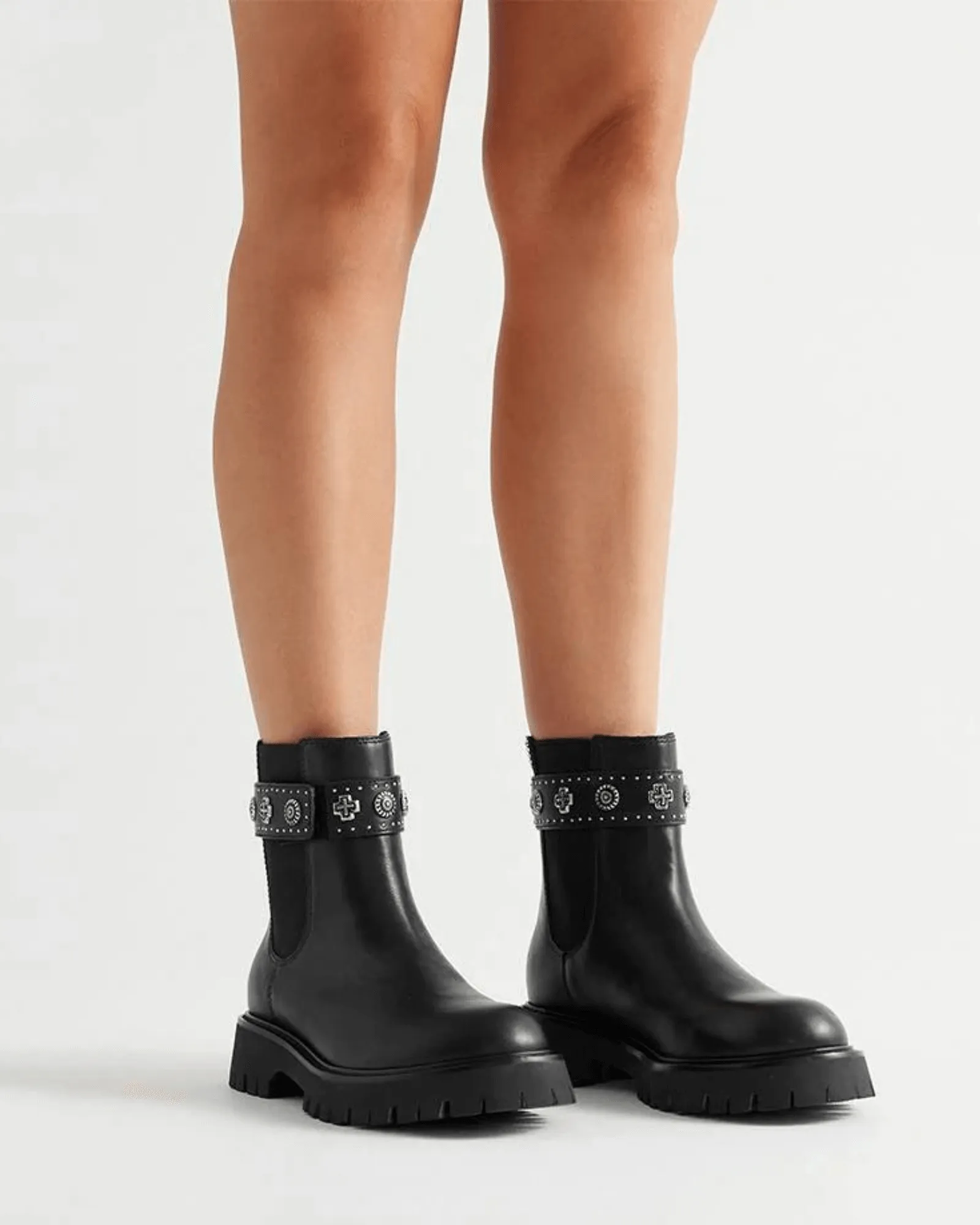 MEADOW ANKLE BOOTS BLACK/SILVER LEATHER