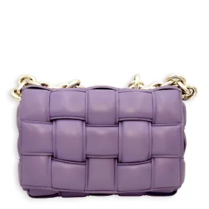 Padded Cassette Purple Crossbody Bag in Nappa Leather, Silver hardware
