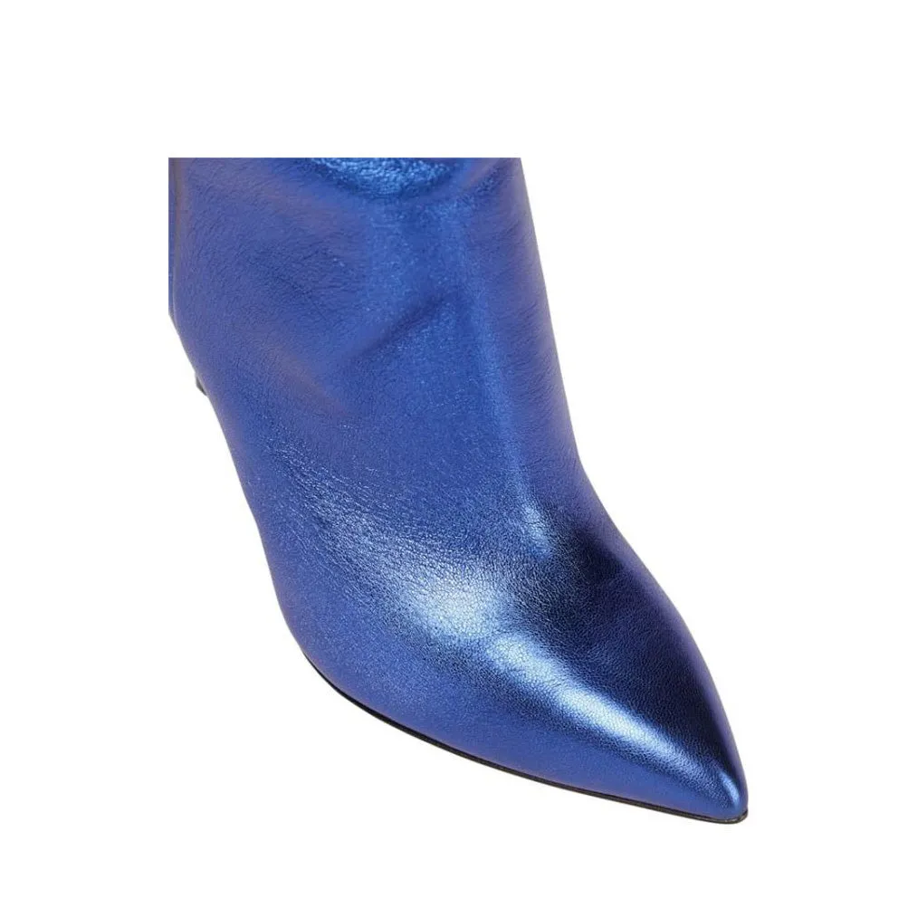 PINIY Stiletto Heel Leather Slouchy Ankle Boots