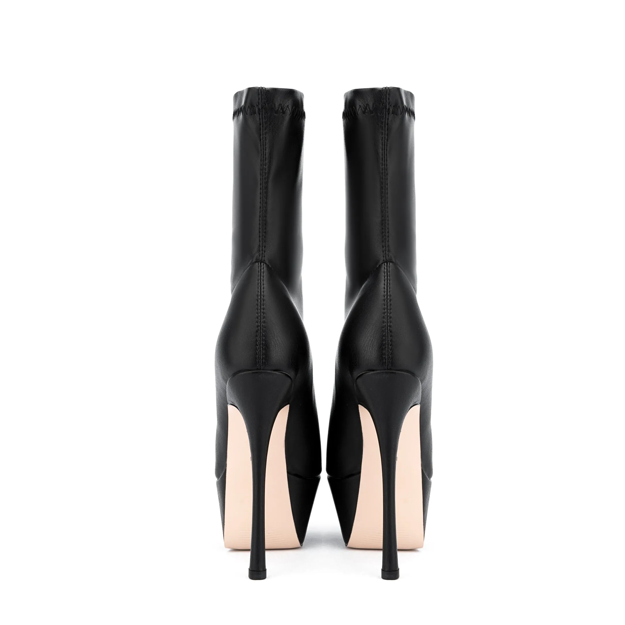 Platform Ankle Boots Pointed Toe Stiletto High Heels Elastic Short Booties for Women