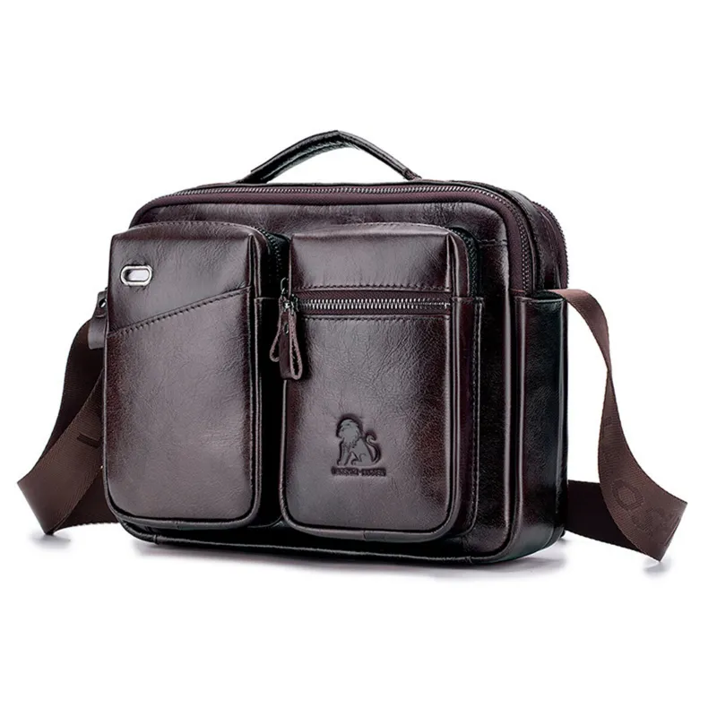 Retro Genuine Leather Shoulder Laptop Bag Crossbody Bags