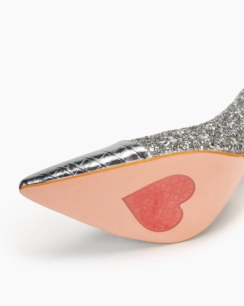 Sequins Heart Decorative Stilettos Heel Bridal Bride Evening Pumps