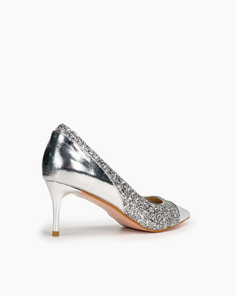 Sequins Heart Decorative Stilettos Heel Bridal Bride Evening Pumps