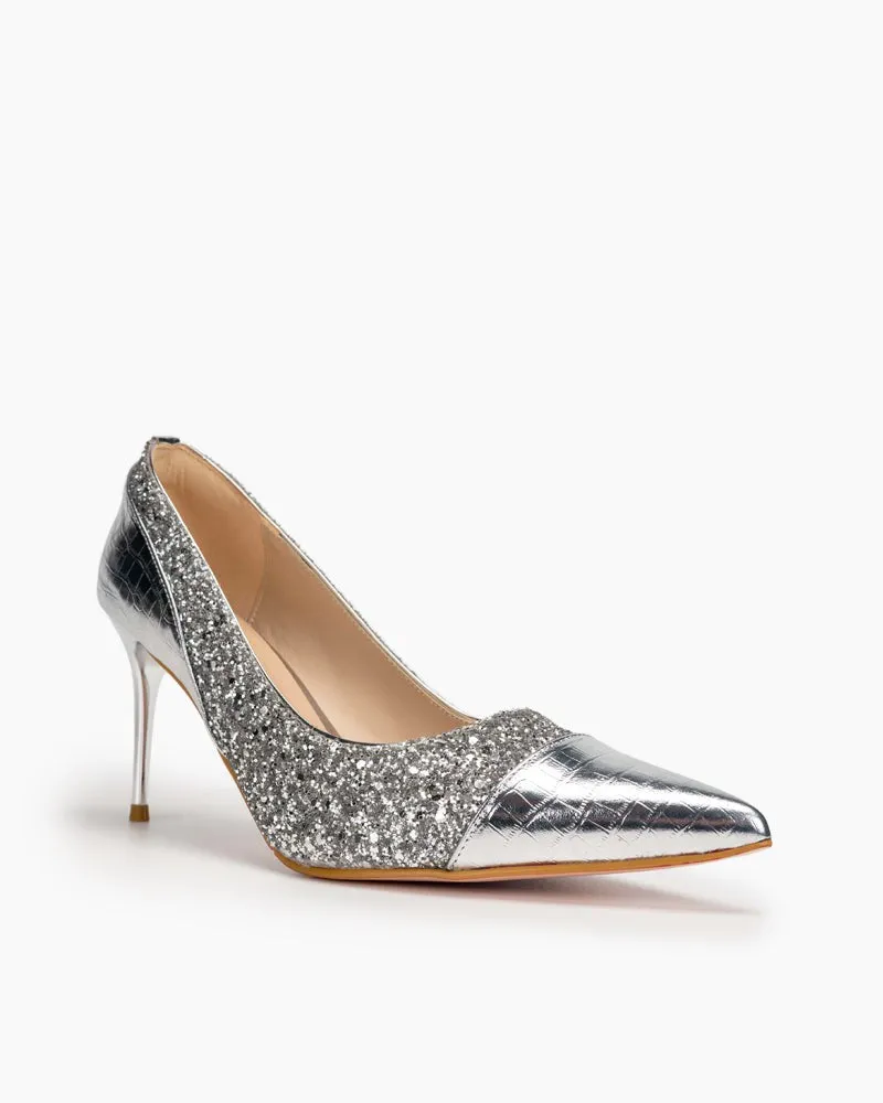 Sequins Heart Decorative Stilettos Heel Bridal Bride Evening Pumps