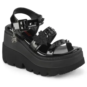 SHAKER-13 DemoniaCult Black Patent Sexy Women's Sandals (Alternative Footwear)