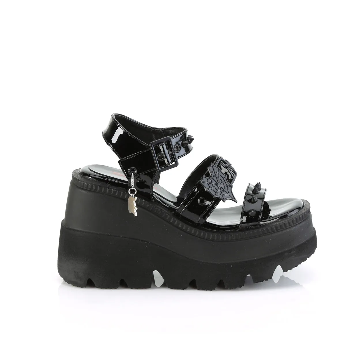 SHAKER-13 DemoniaCult Black Patent Sexy Women's Sandals (Alternative Footwear)