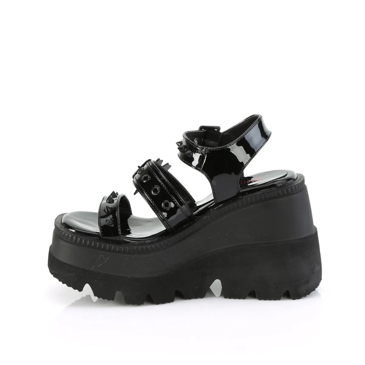 SHAKER-13 DemoniaCult Black Patent Sexy Women's Sandals (Alternative Footwear)
