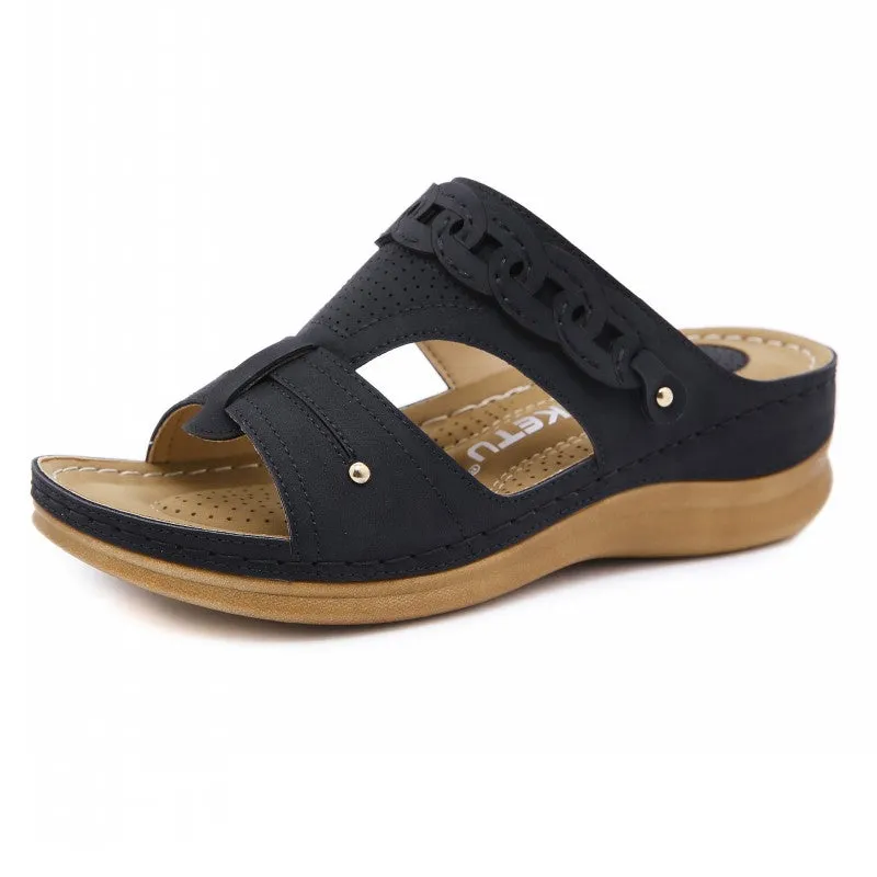 SIKETU | Women's Wide Fit Wedge Sandals With Cushioned Sole