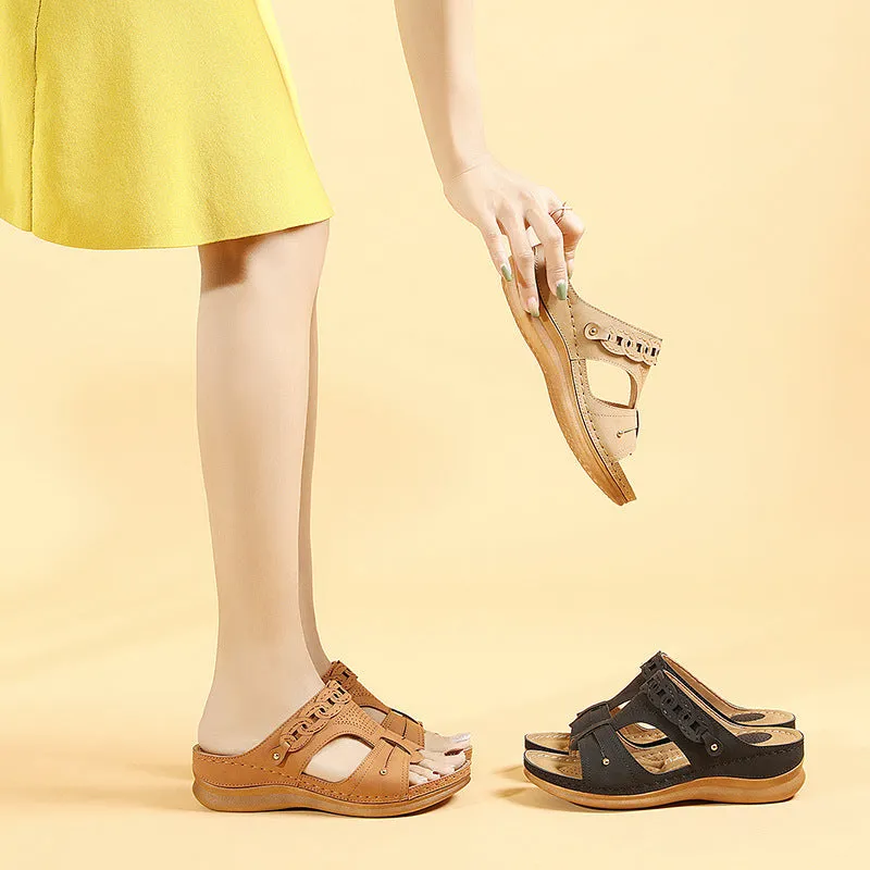 SIKETU | Women's Wide Fit Wedge Sandals With Cushioned Sole