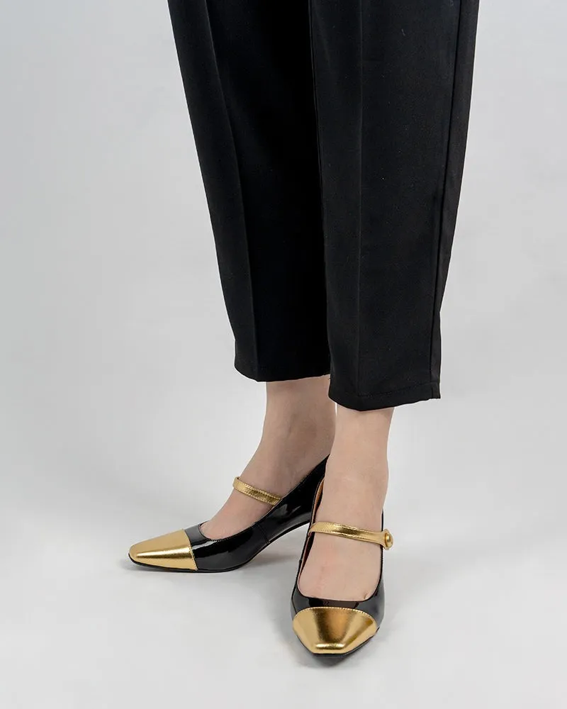 Square Toe Chunky Mid-Heel Mary Jane Dress Pumps