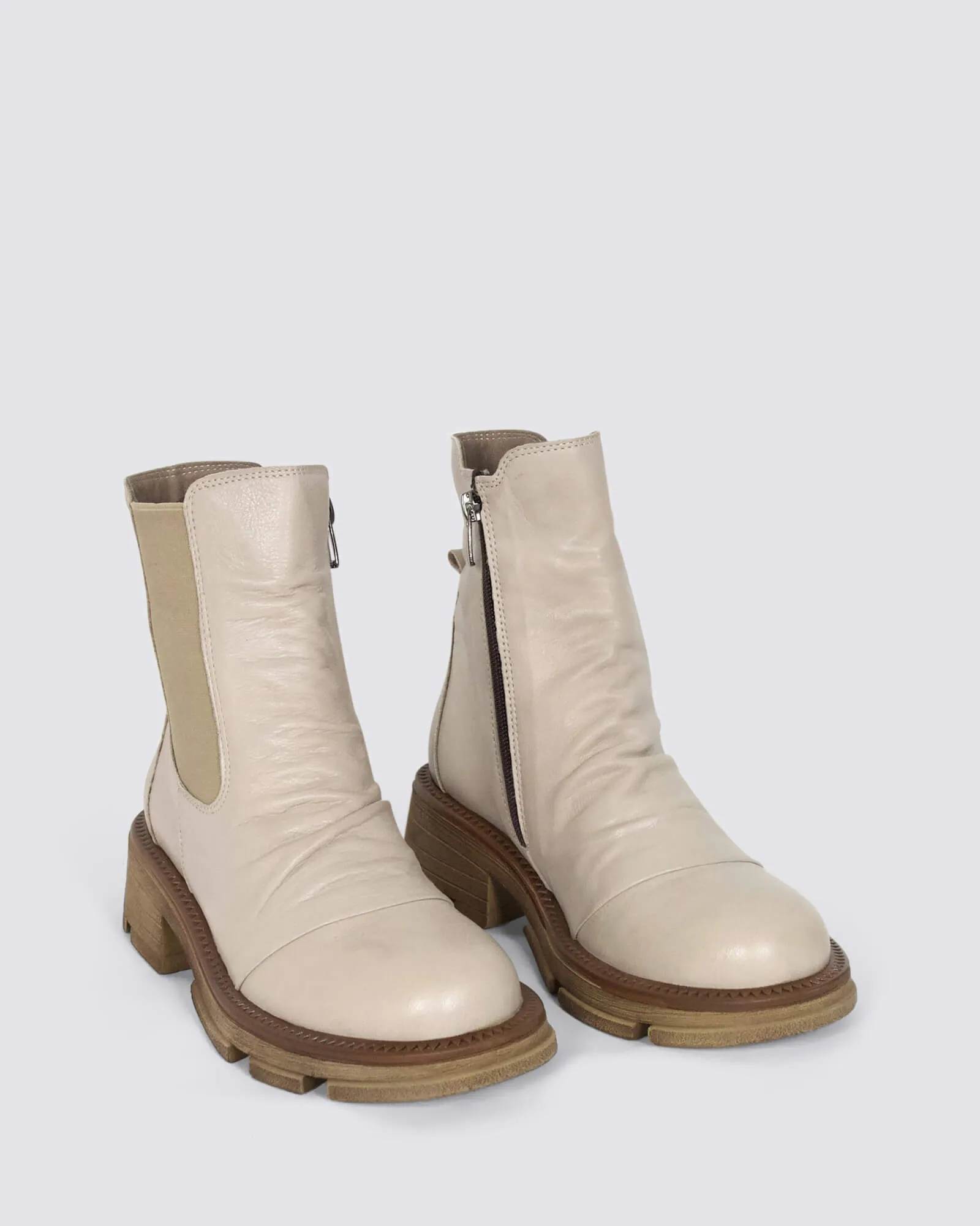 STAGE ANKLE BOOTS EGRET LEATHER