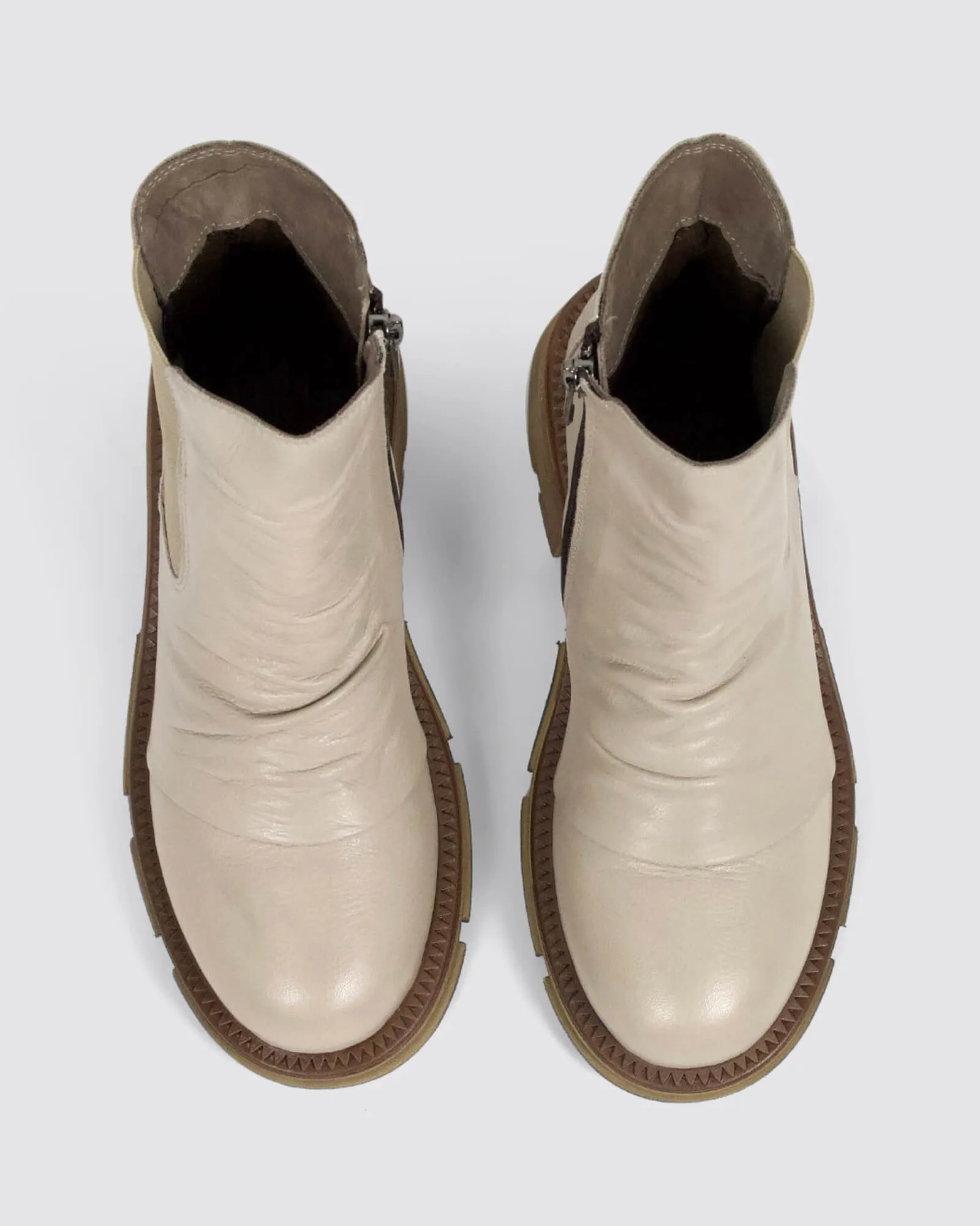 STAGE ANKLE BOOTS EGRET LEATHER