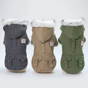 Stylish Winter Dog Parka with Faux Fur Hood – Warm & Trendy Dog Coat!