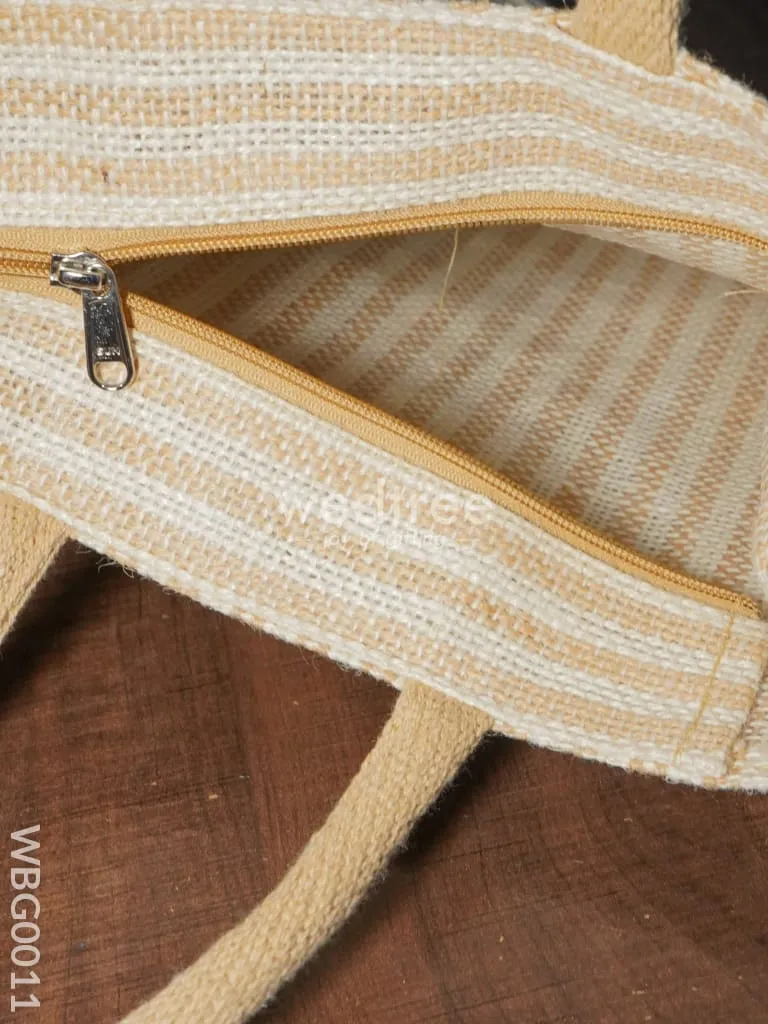 Taper Strip Jute Bag with Mobile Pouch - WBG0011