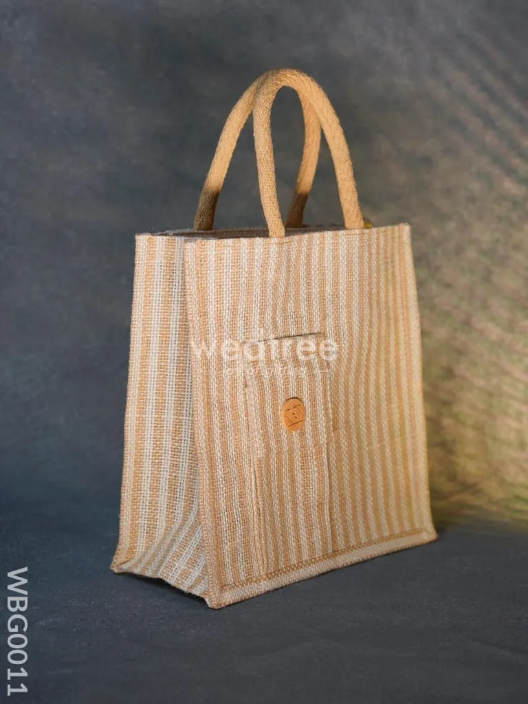 Taper Strip Jute Bag with Mobile Pouch - WBG0011