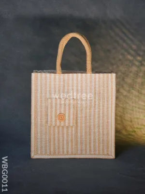 Taper Strip Jute Bag with Mobile Pouch - WBG0011